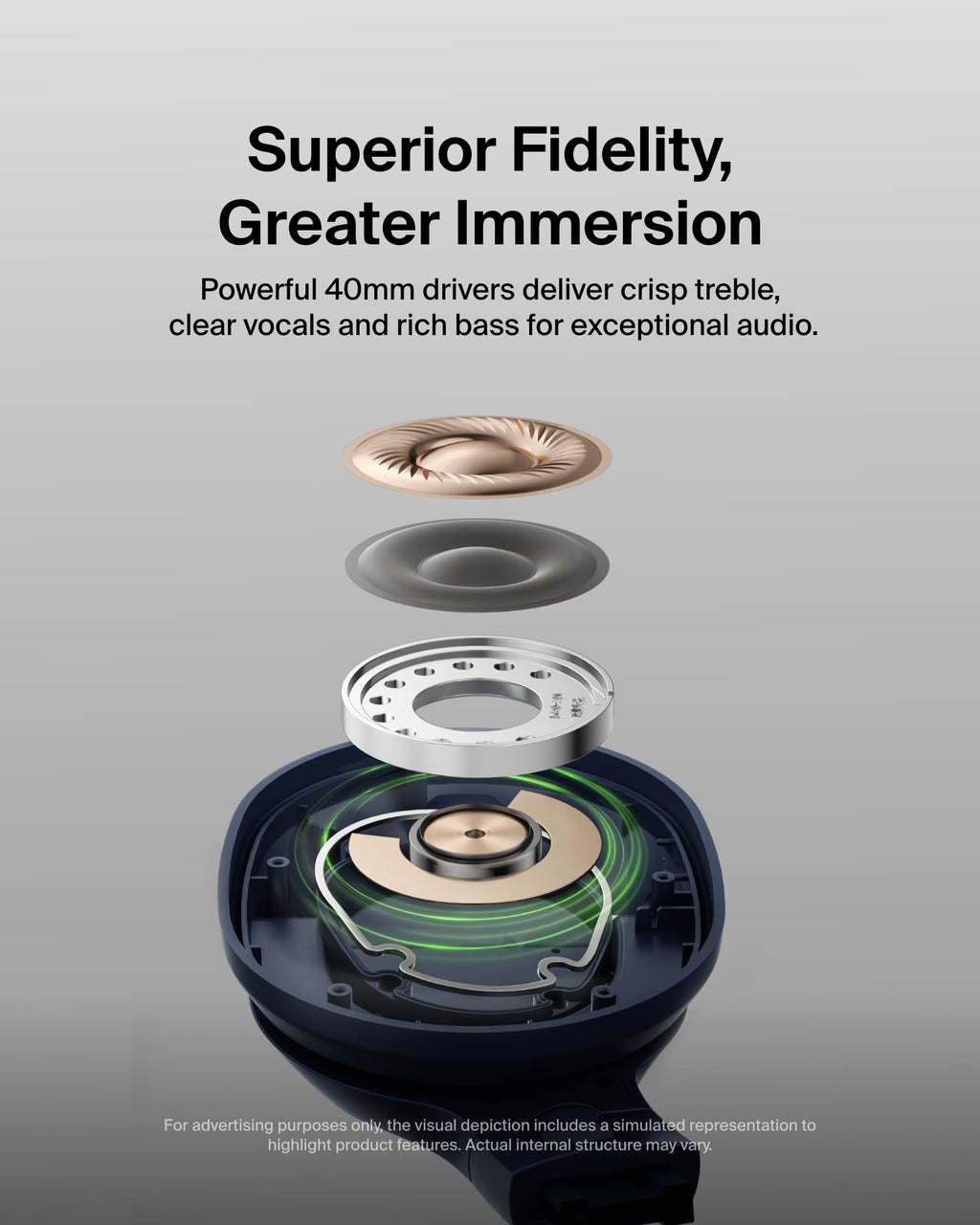 Belkin SoundForm Surround Bluetooth Over-Ear Headphones, Environmental Noise Cancelling Headphones, Wireless with 60H Playtime and Soft Ear Cups for iPhone, Galaxy, iPad, Travel, Home or Office, Blue