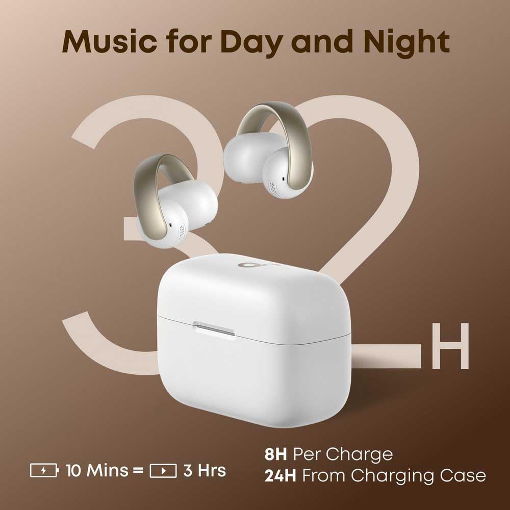 soundcore Aeroclip Headset True Wireless Stereo (TWS) Open-ear Calls/Music/Sport/Everyday Bluetooth Champagne, White