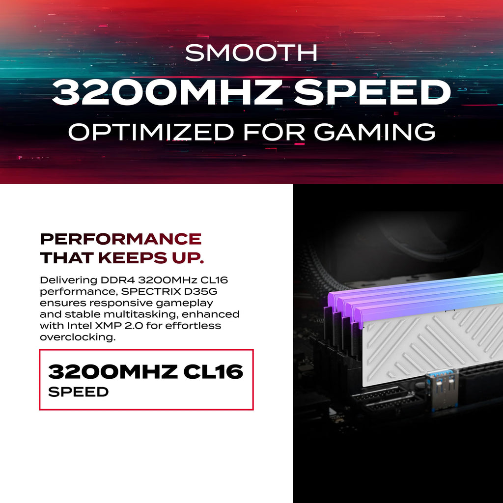 ADATA XPG Spectrix D35G RGB 32GB DDR4 3200MHz CL16 Desktop Memory - Black