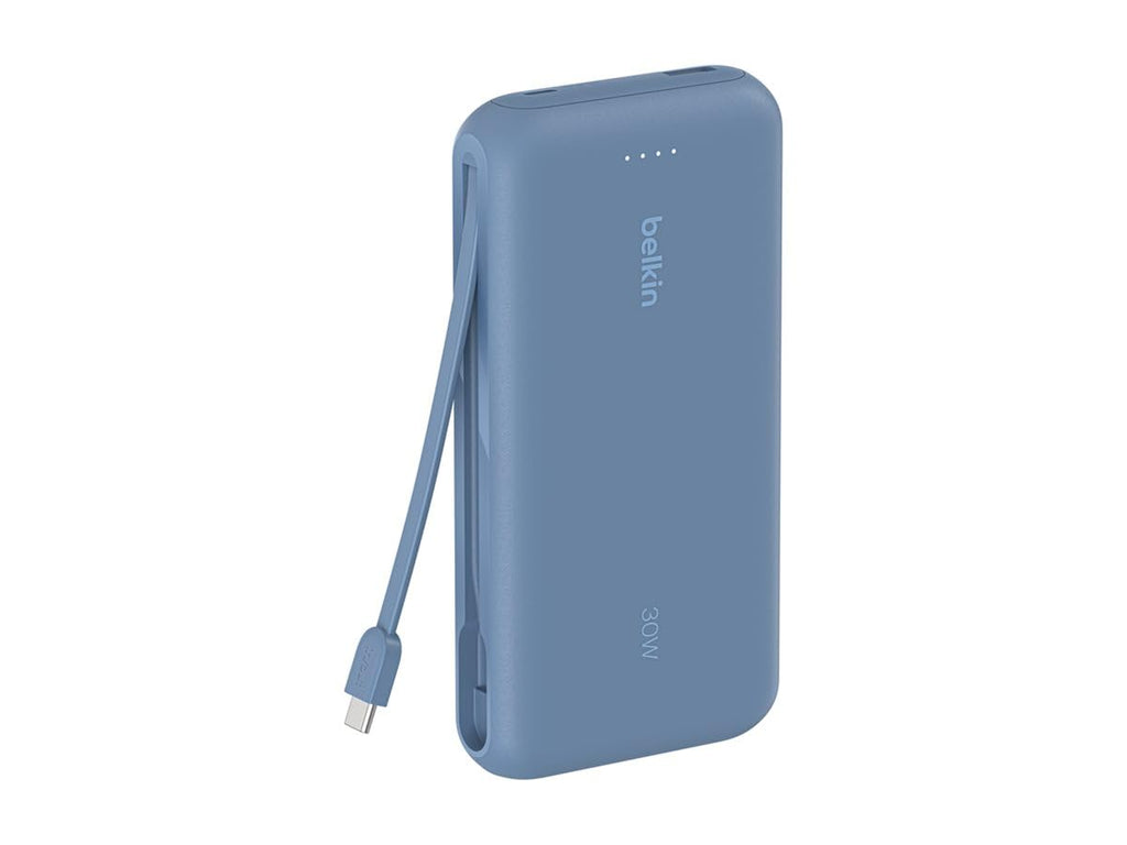 Belkin BoostCharge 20000mAh Power Bank with Integrated USB-C Cable - Blue