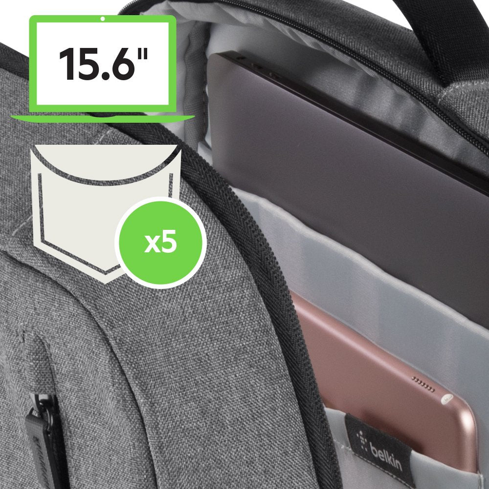 Belkin F8N900 Classic Pro Slim Backpack for 15.6 inch Laptop - Grey
