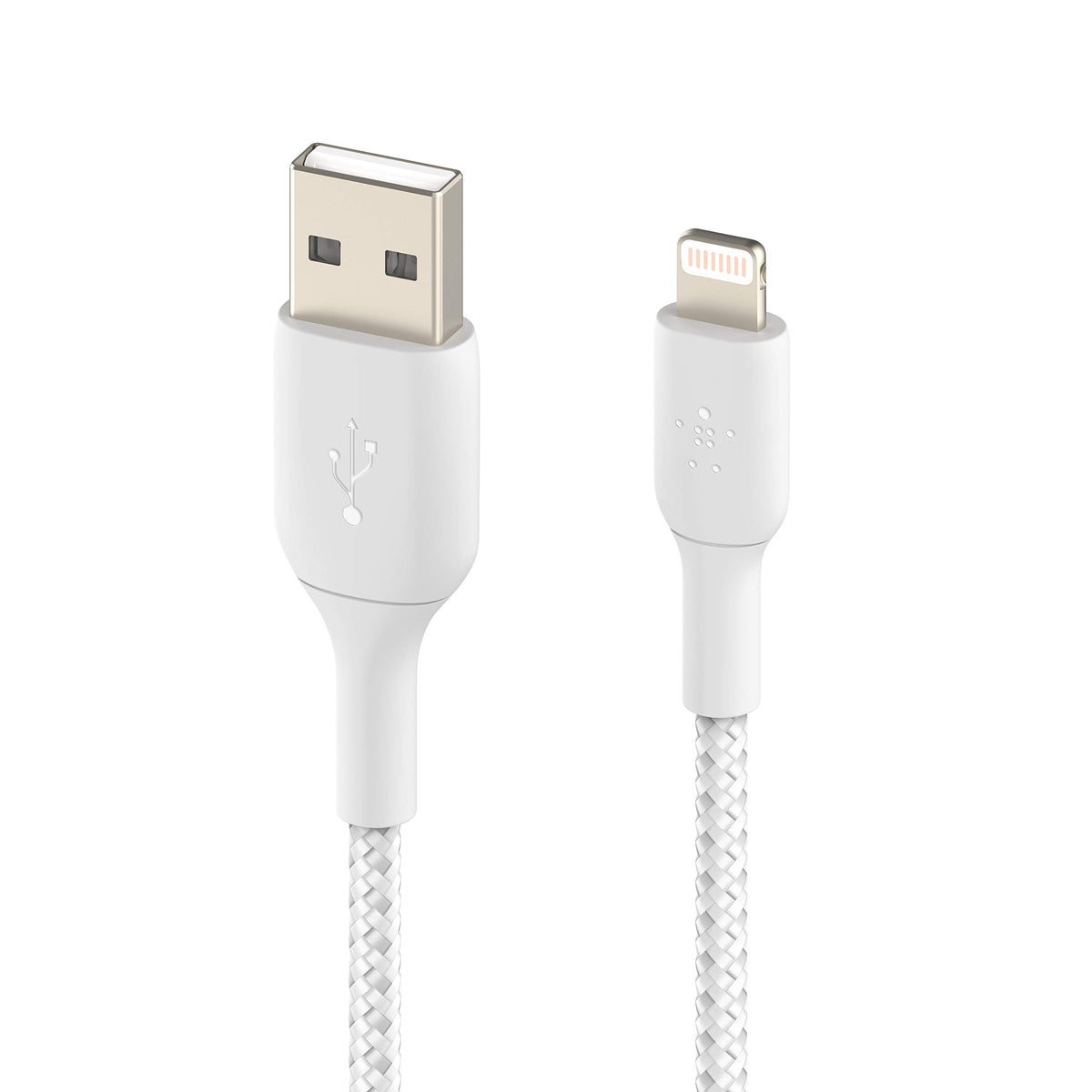 Belkin Braided Lightning Cable, Boost Charge Lightning to USB Cable for iPhone, iPad, AirPods, MFi-Certified, White, 0.15m