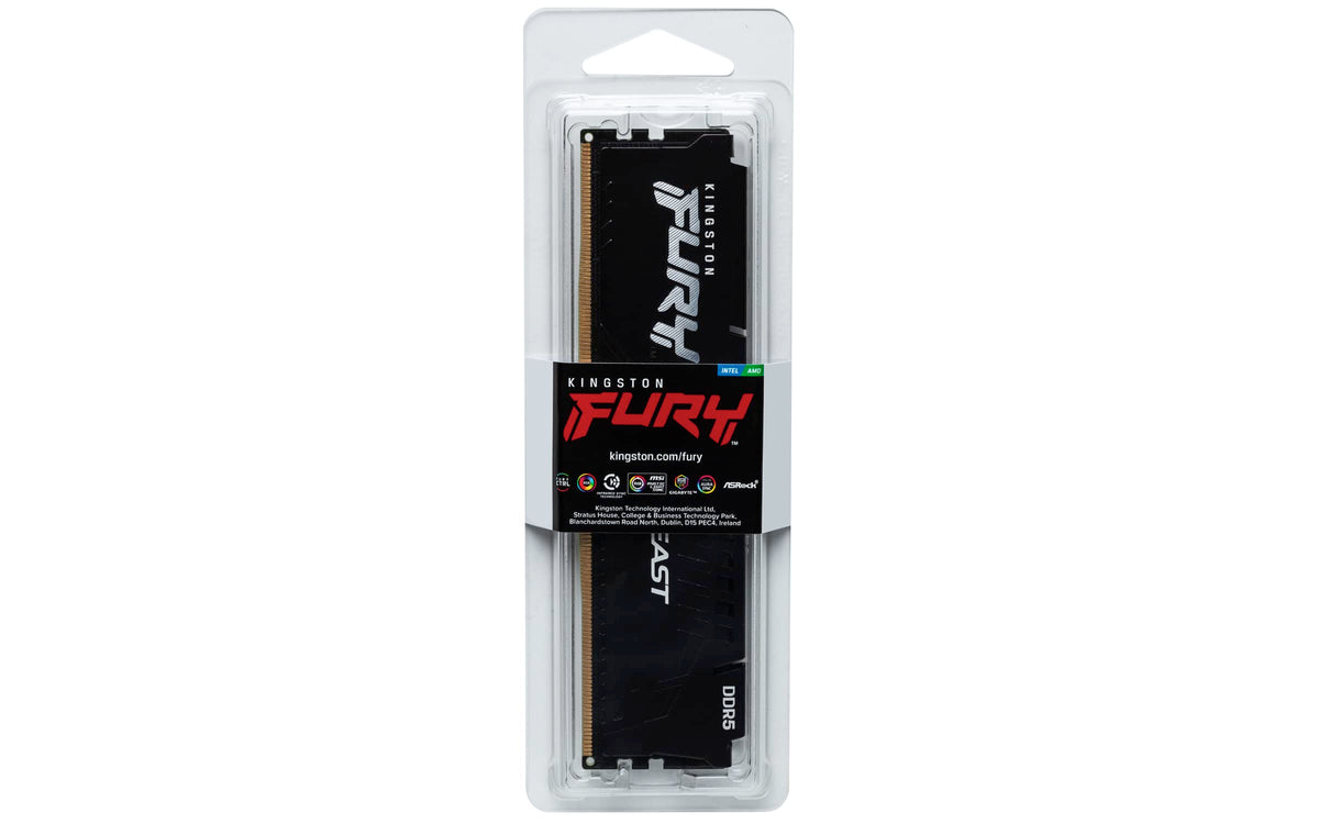 Kingston FURY Beast Black DDR5 16GB 5600MT/s CL40 DIMM Desktop Gaming Memory Single Module Intel XMP - KF556C40BB-16
