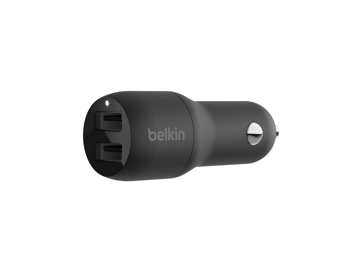 Belkin CCB001BTBK Boost Charge Dual Port USB 24W In-Car Mobile Charger - Black