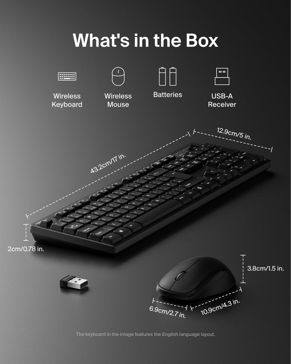 Belkin Wireless Keyboard and Mouse with USB-A Receiver - Keyboard Set with Wireless Mouse, Ergonomic Design for Home, Office, Desk, Compatible with Laptop, PC, Windows - Batteries Included