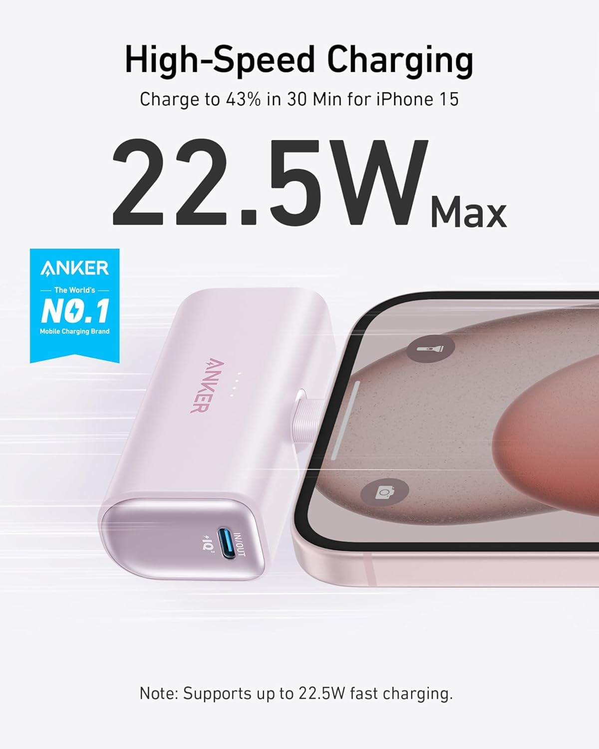 Anker Nano Power Bank,5,000mAh Portable Charger, Built-In USB-C Connector