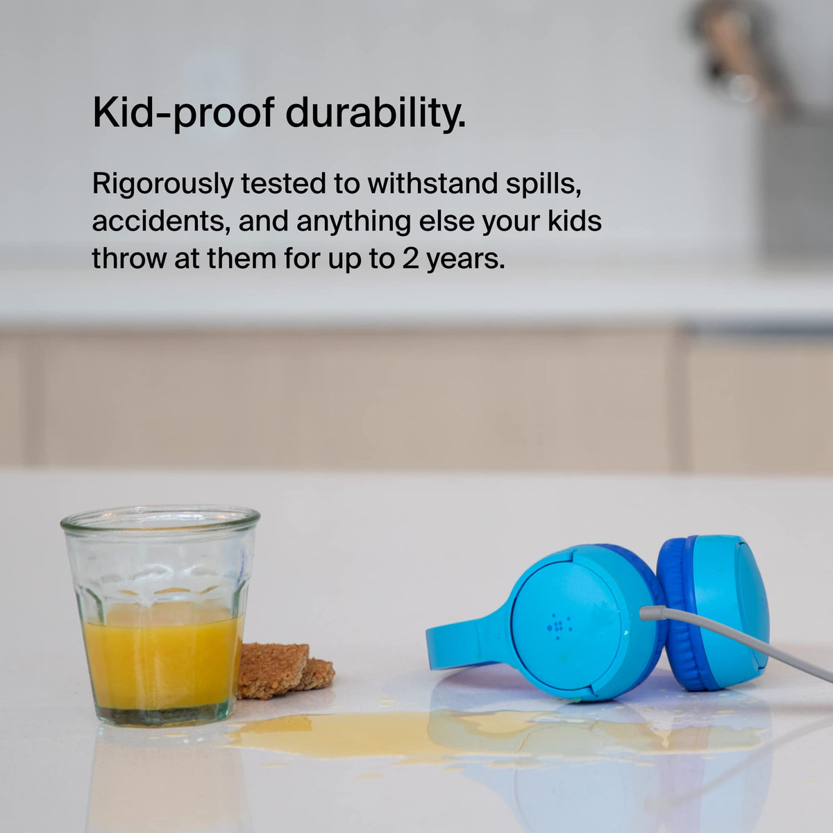 Belkin SoundForm Mini Wired On-Ear Headphones for Kids, Over-Ear Headset for Children with inline Microphone for Online Learning, School, Travel, Play, For 3.5mm Compatible Devices - Blue