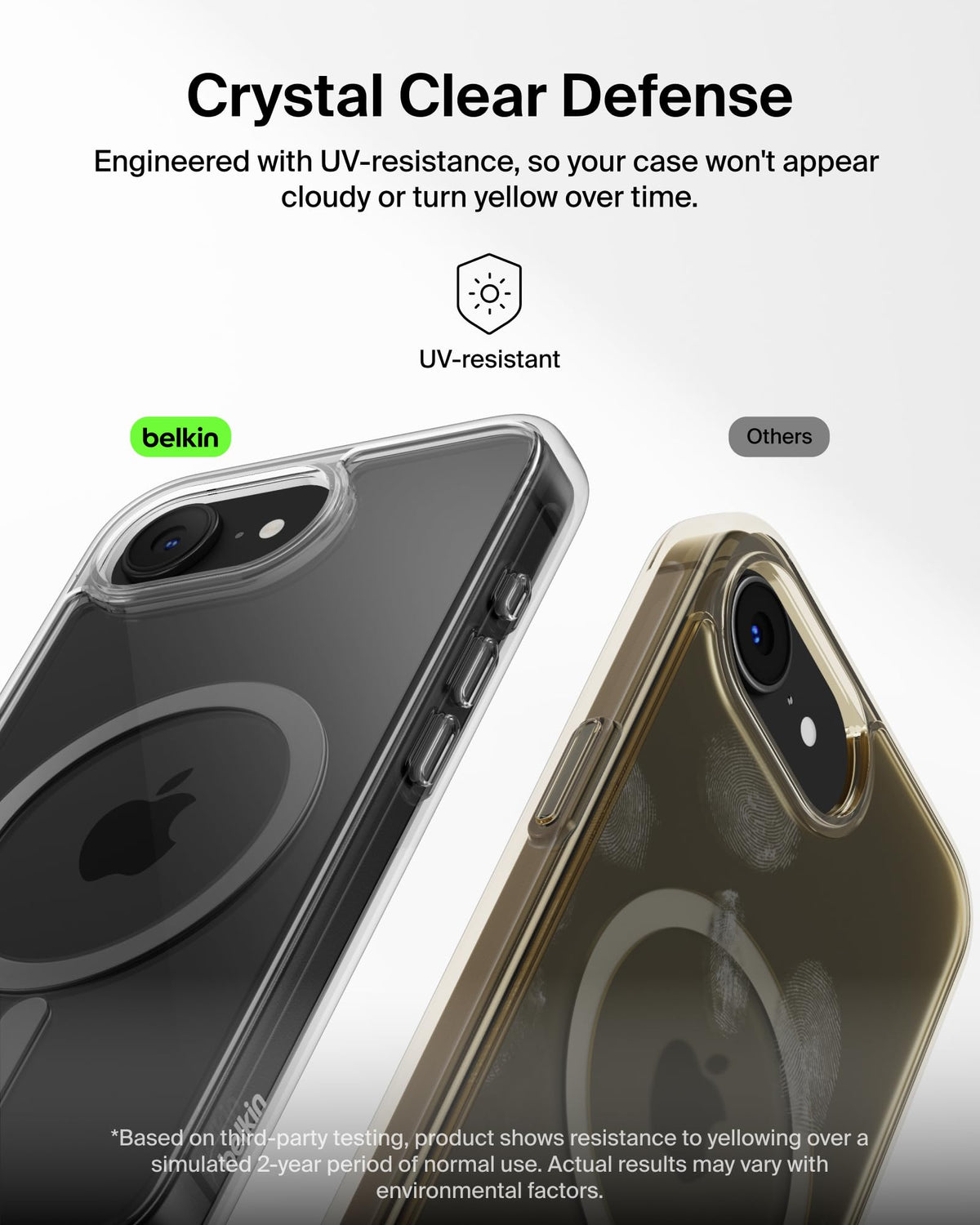 Belkin SheerForce Clear Lite Magnetic Phone Case for iPhone 17e and iPhone 16e, MagSafe Compatible with Raised Edges, Military-Grade Drop-Protection, Non-Yellowing, Ultra-Thin Design, Side Grip