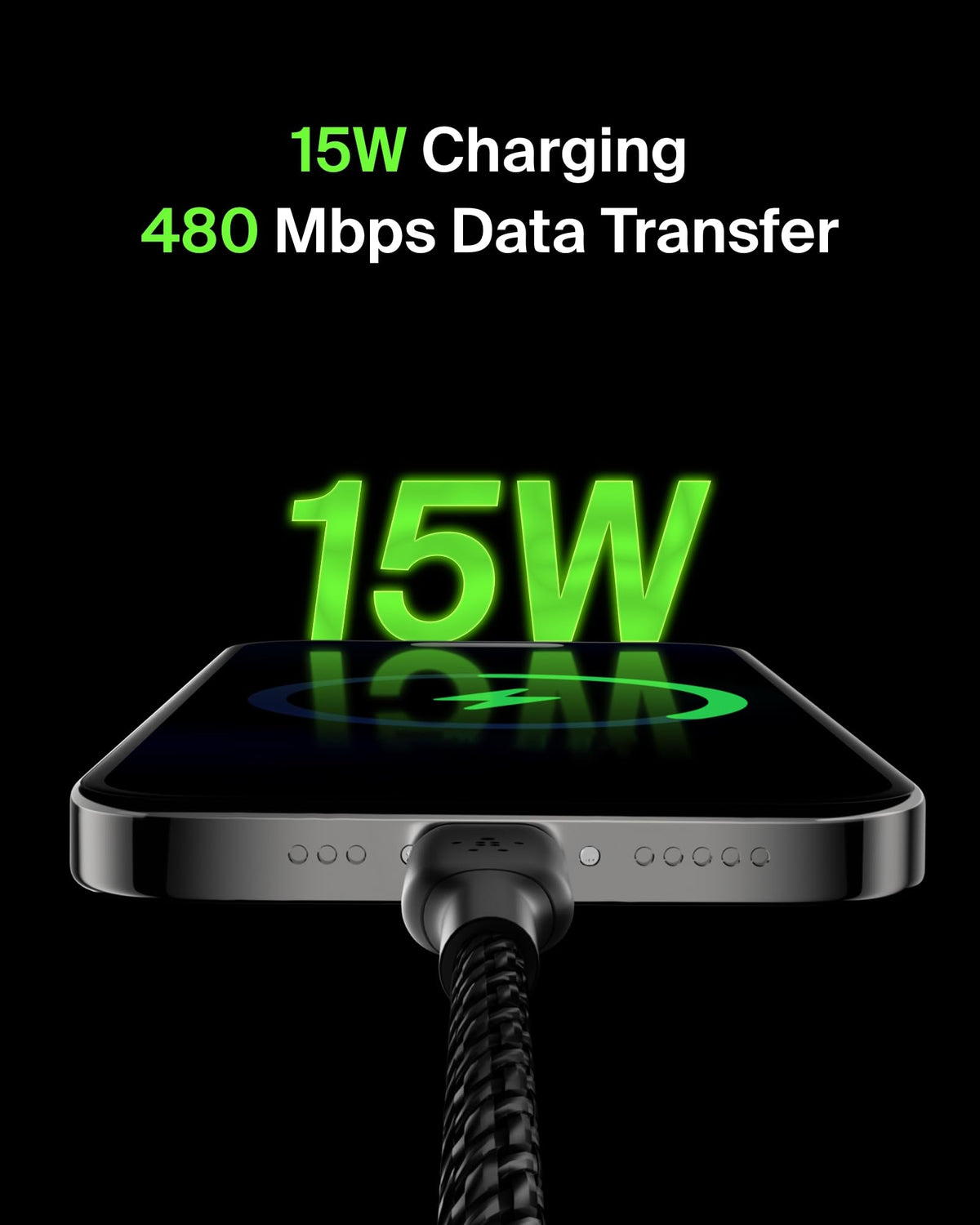 Belkin BoostCharge Braided USB C charger cable, USB-C to USB-A cable, USB type C charging cable for iPhone 16, 15, Samsung Galaxy S24, S23, Pixel, iPad, MacBook, Nintendo Switch and more - 1m, Black