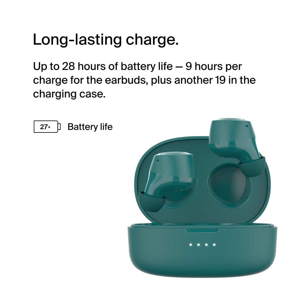 Belkin SoundForm Bolt True Wireless Earbuds, Wireless earphones with up to 28H of battery life and Mono Mode, IPX4 sweat and water resistance, Bluetooth headphones with mic for iPhone, Galaxy and more