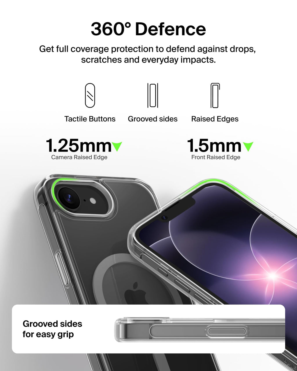 Belkin SheerForce Clear Lite Magnetic Phone Case for iPhone 17e and iPhone 16e, MagSafe Compatible with Raised Edges, Military-Grade Drop-Protection, Non-Yellowing, Ultra-Thin Design, Side Grip