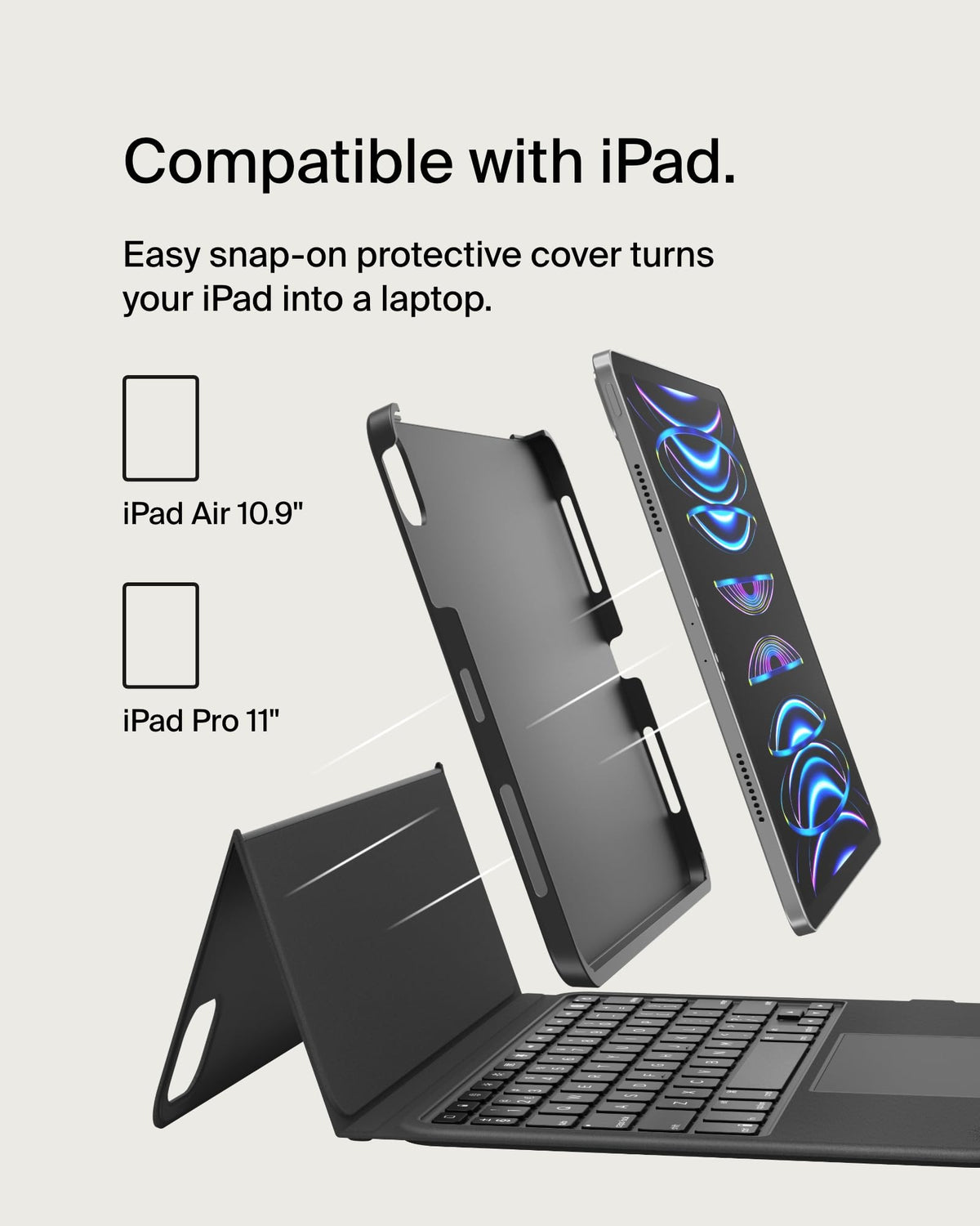 Belkin Everyday iPad Keyboard Case with Cradle, Backlit Bluetooth Keyboard, Trackpad Gestures, Magnetic Apple Pencil Holder, QWERTY, Media Keys, For iPad Air 11” M2/M3, 10.9”, iPad Pro 11”