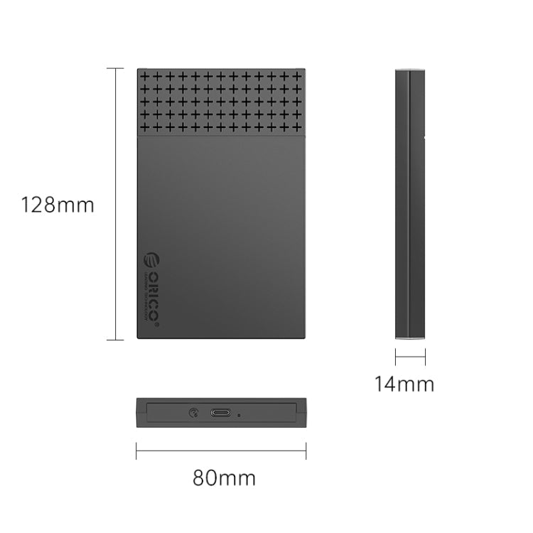 ORICO ORICO-2526C3-V1 2.5 inch USB 3.0 USB-A to Type-C Hard Drive Enclosure External Storage Case (Black)
