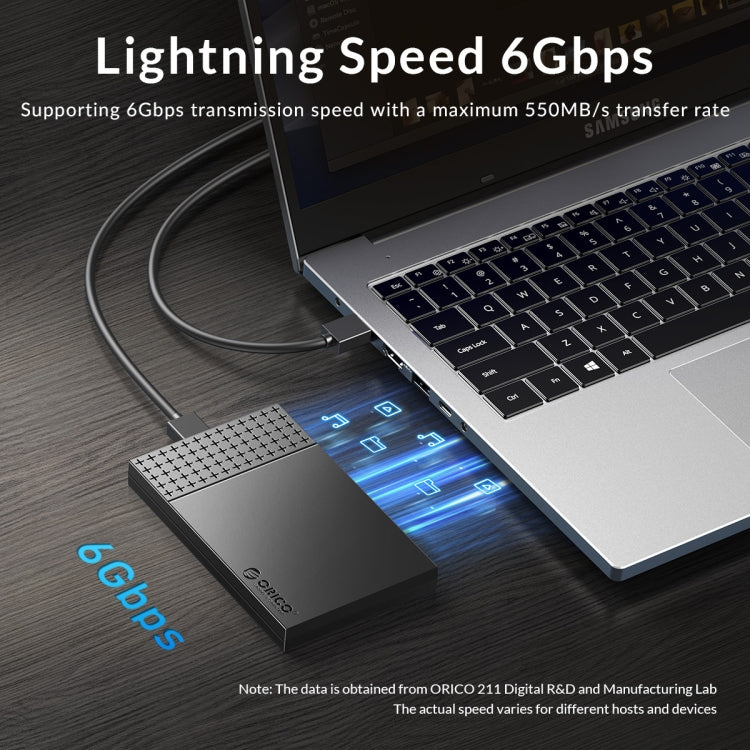 ORICO ORICO-2526C3-V1 2.5 inch USB 3.0 USB-A to Type-C Hard Drive Enclosure External Storage Case (Black)