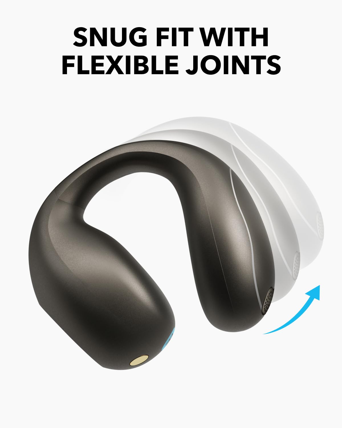 soundcore C40i by Anker, Open-Ear Earbuds, Clip-On Headphones, Flexible Joint Design, Button Controls, Lightweight Comfort, Stable Fit with Attachable Ear Grips, Expansive Drivers for Clear Sound
