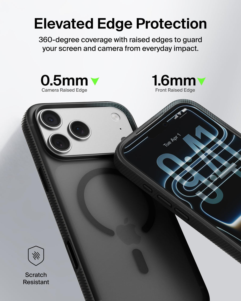 Belkin SheerForce Grip MagSafe Compatible iPhone 17 Pro Case with Slim Design & Anti-Slip Side Lines - Magnetic, Transparent, & Shockproof Protective iPhone Case - Black