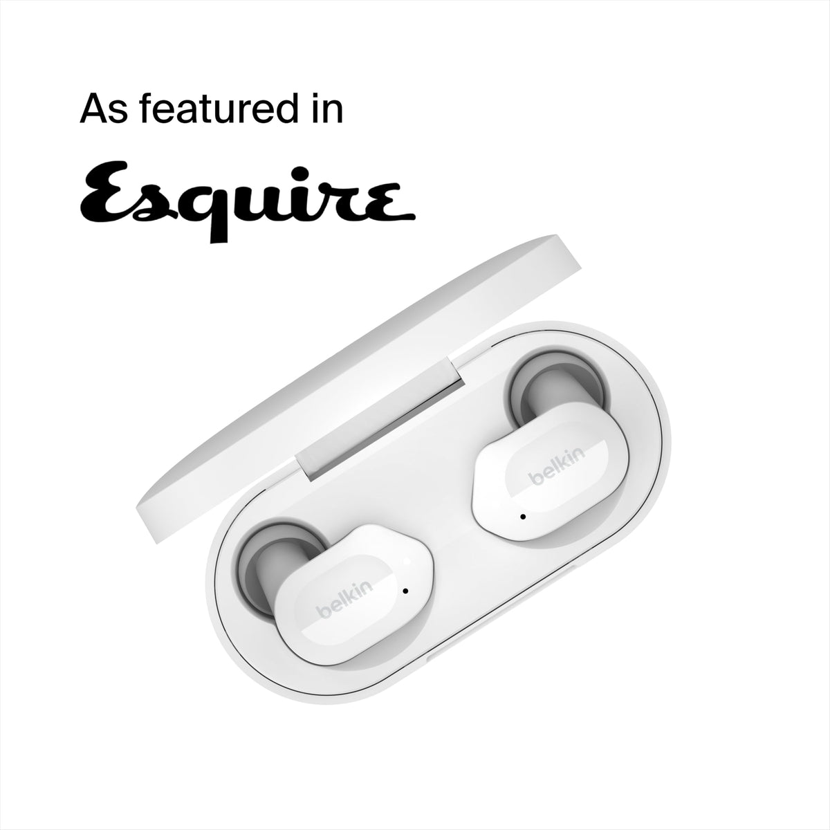 Belkin SOUNDFORM Play True Wireless Earbuds, Wireless Earphones with 3 EQ Presets, IPX5 Sweat and Water Resistant, 38 Hours Play Time for iPhone, Galaxy, Pixel and More - White