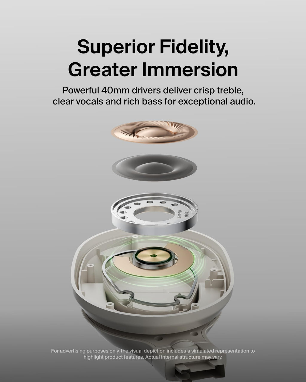 Belkin SoundForm Surround Bluetooth Over-Ear Headphones, Environmental Noise Cancelling Headphones, Wireless with 60H Playtime and Soft Ear Cups for iPhone, Galaxy, iPad, Travel, Home or Office, Sand