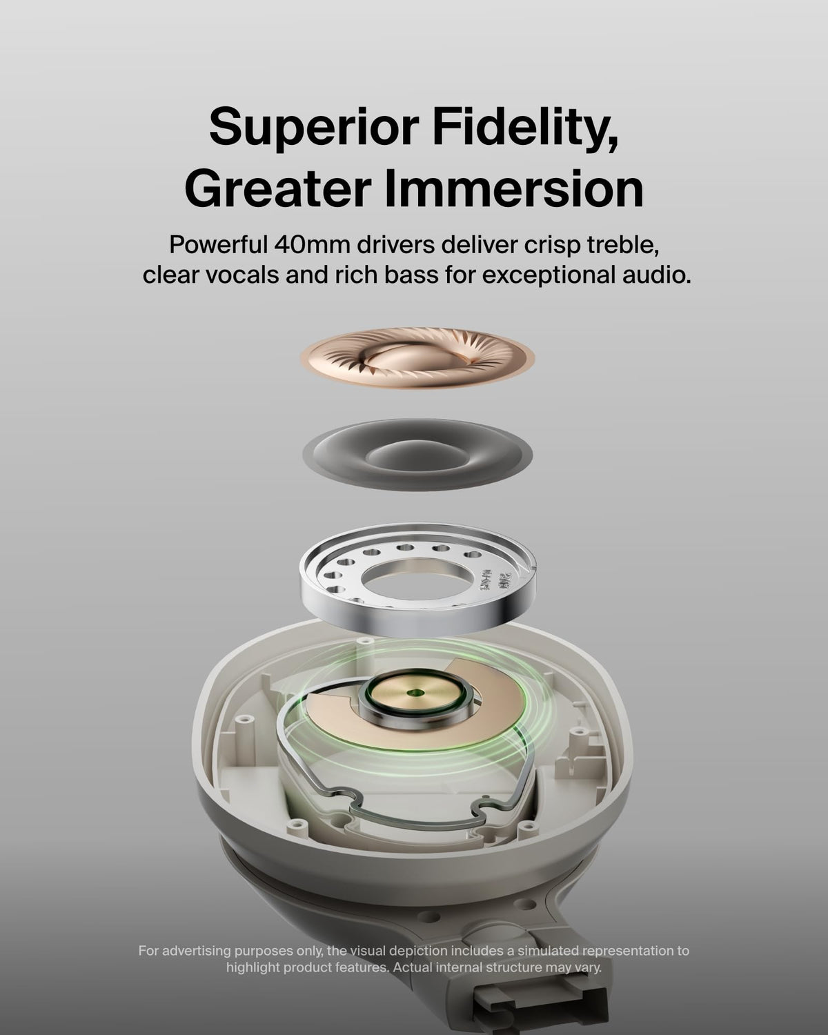 Belkin SoundForm Surround Bluetooth Over-Ear Headphones, Environmental Noise Cancelling Headphones, Wireless with 60H Playtime and Soft Ear Cups for iPhone, Galaxy, iPad, Travel, Home or Office, Sand