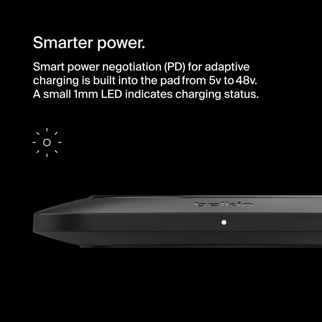 Belkin BoostCharge Pro Universal Easy Align Wireless Charging Pad, 15W Fast Charger for Apple iPhone, Samsung Galaxy, Apple Airpods Pro, and Other MagSafe Enabled Devices - Black