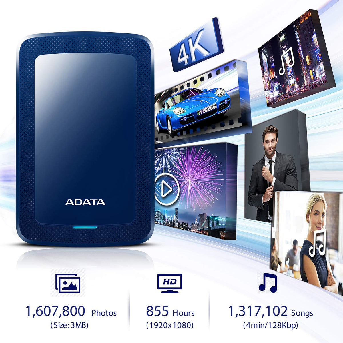 ADATA HV300 1TB COLORBOX - AHV300-1TU31-CBL