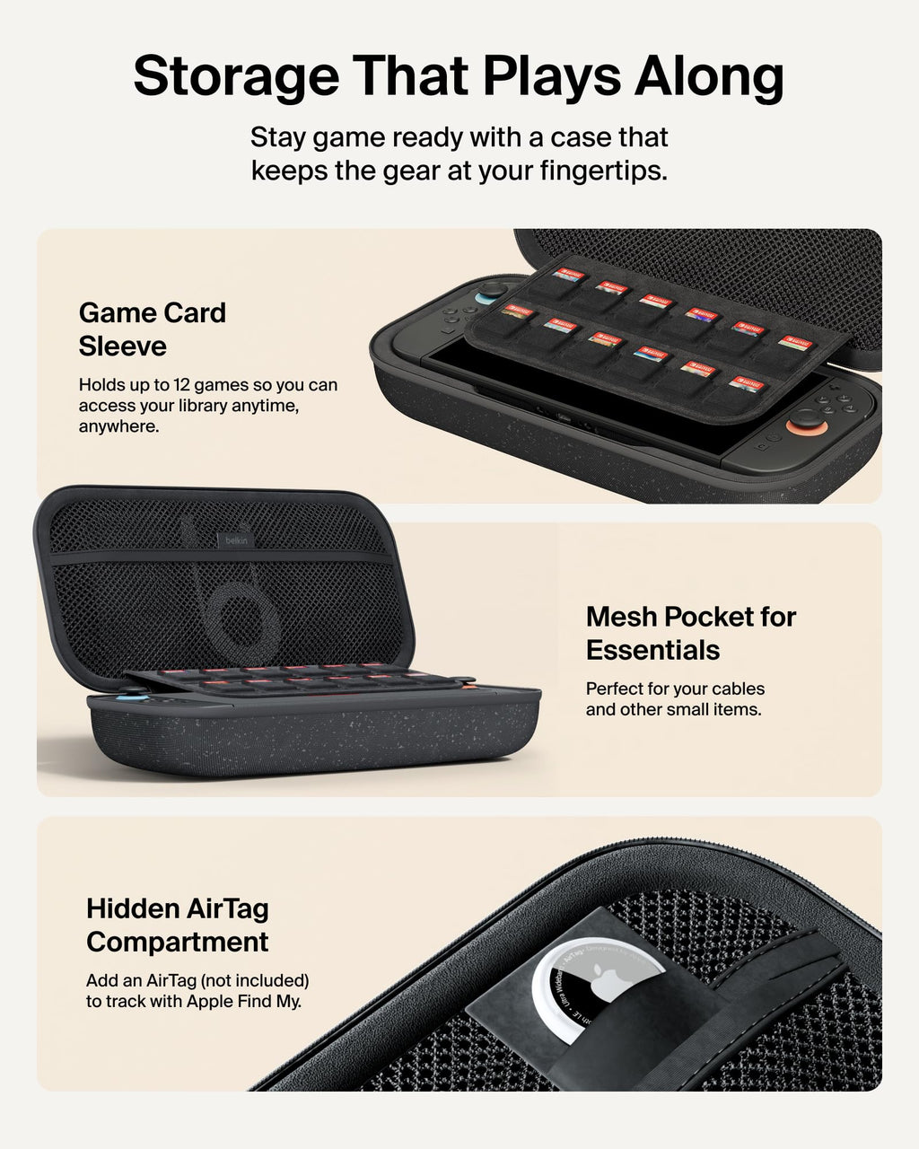 Belkin Gaming Nintendo Switch 2 Charger Case with 10K Power Bank - Charcoal