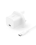 Belkin USB-C Plug 25W with 60W USB-C Cable (3.3ft, 1M) - Phone Charger PD 3.0 Fast Charging with PPS for Apple iPhone 17, Air, 16, Samsung Galaxy S25, Pixel 10, Nintendo Switch, & More - White