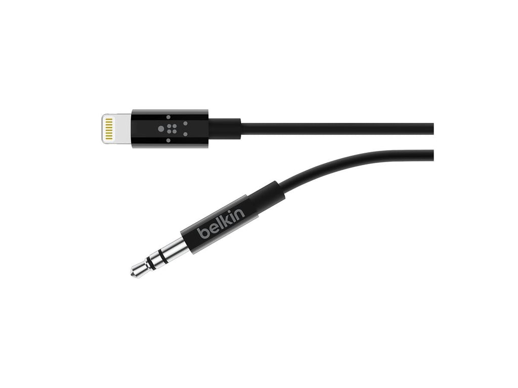 Belkin 3 ft/0.9 m 3.5 mm Audio Cable with Lightning Connector - MFi-Certified Lightning to Aux Cable for iPhone 13, 13 Pro, 13 Pro Max, 13 mini, 12, 12 Pro, 12 Pro Max, 12 mini, Black