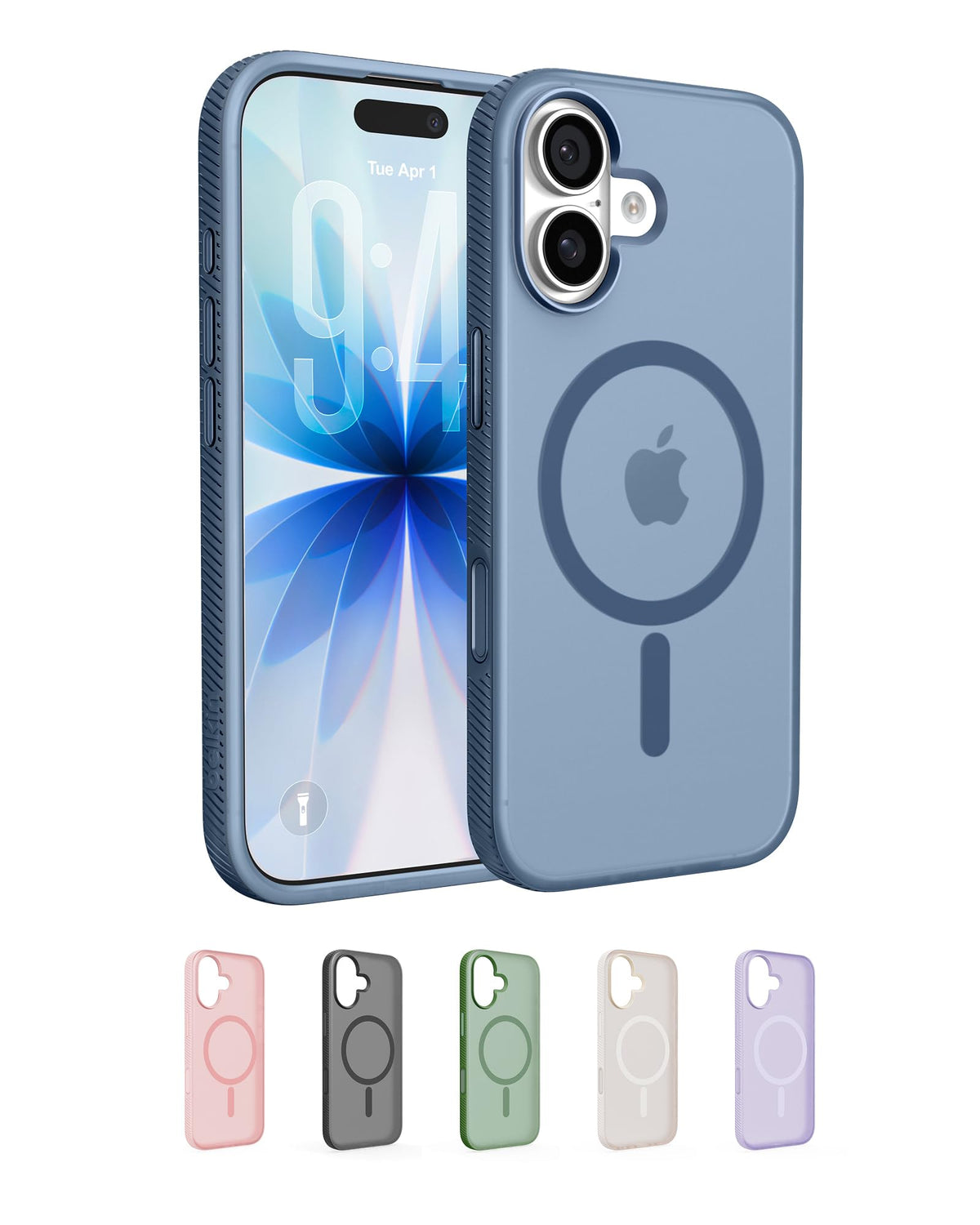 Belkin SheerForce Grip MagSafe Compatible iPhone 17 Case with Slim Design & Anti-Slip Side Lines - Magnetic, Transparent, & Shockproof Protective iPhone Case - Blue