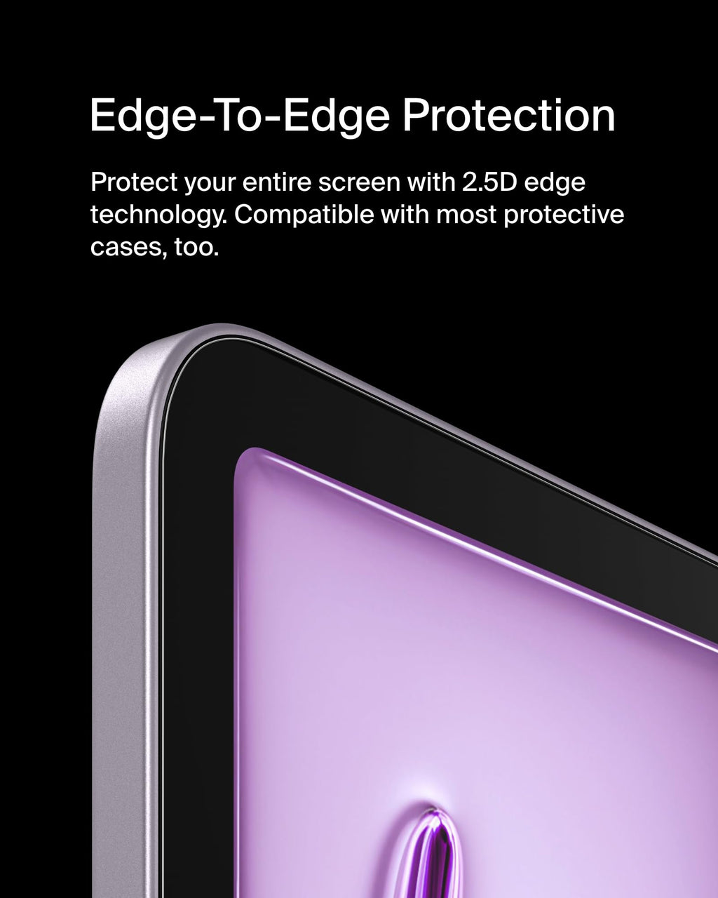 Belkin ScreenForce TemperedGlass screen protector for iPad Air 13-inch, 9H hardness rating tempered glass, 0.33mm thin, scratch-resistant with easy installation, compatible with case and Apple Pencil