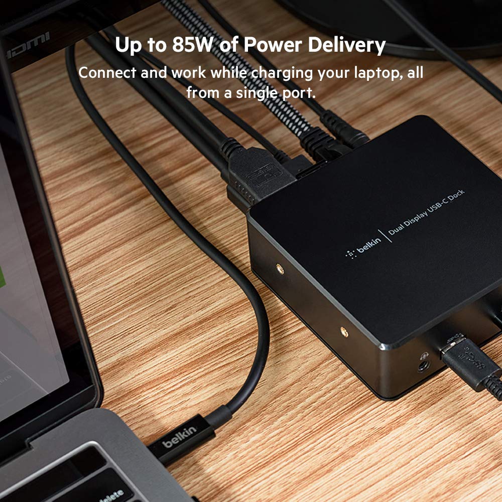 Belkin INC002VFBK USB-C to 2xHDMI 1xRJ-45 3xUSB-A Docking Station - Black