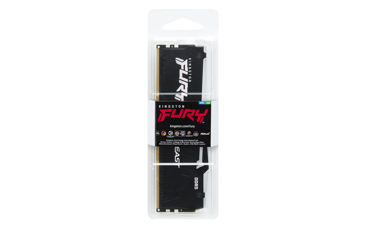 Kingston FURY Beast Black RGB 32GB 6000MT/s DDR5 CL36 DIMM Desktop Gaming Memory Single Module AMD EXPO/Intel XMP - KF560C36BBE2A-32