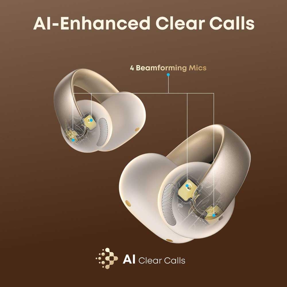soundcore Aeroclip Headset True Wireless Stereo (TWS) Open-ear Calls/Music/Sport/Everyday Bluetooth Champagne, White