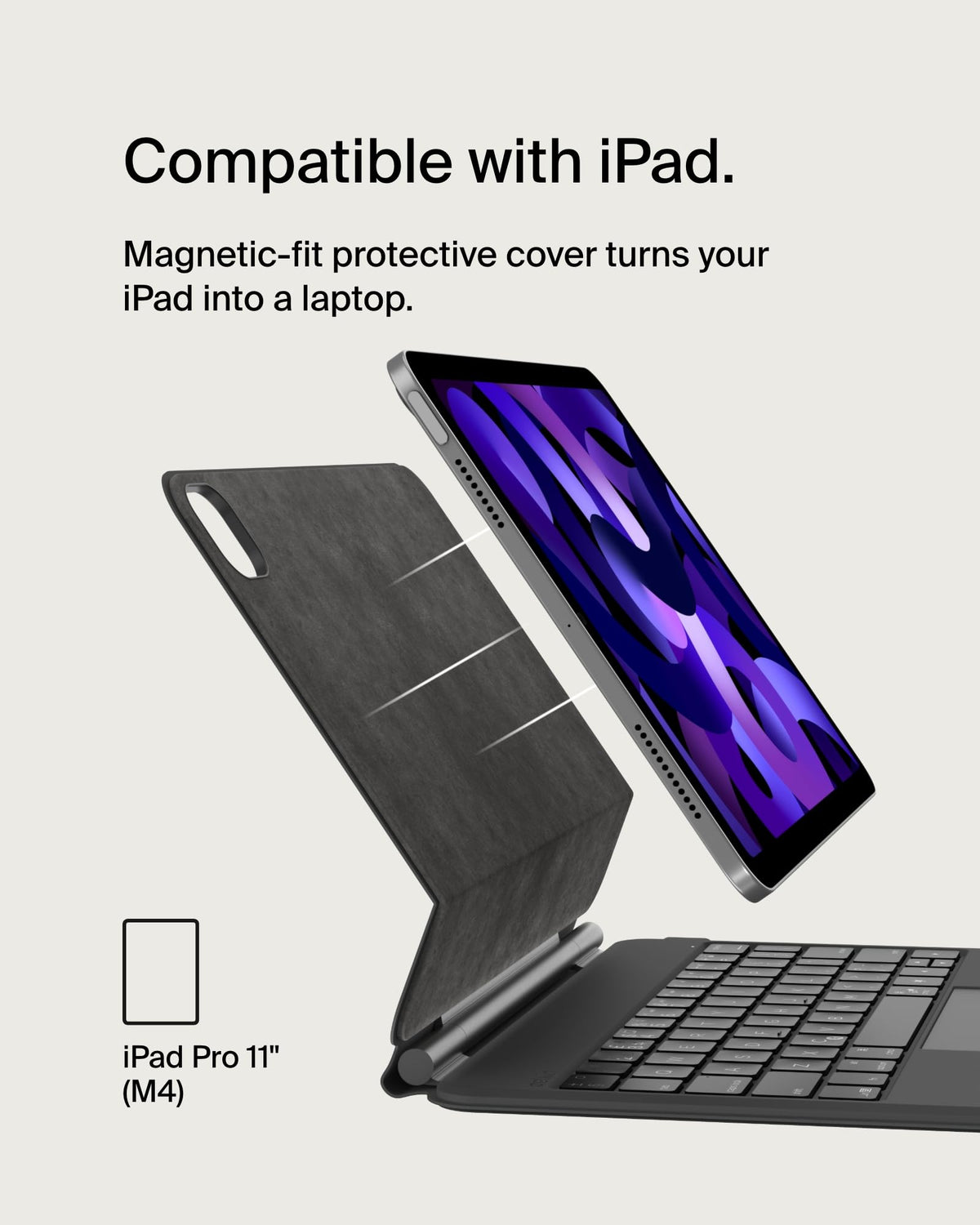Belkin Pro iPad Keyboard Case with Magnetic Stand, Backlit Bluetooth Keyboard, Precision Trackpad, Magnetic Apple Pencil Storage, QWERTY, Media Shortcuts, Designed for iPad Pro 11” M4/M5