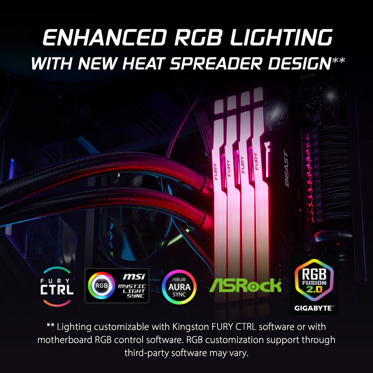 Kingston FURY Beast Black RGB 32GB (2x16GB) 5600MT/s DDR5 CL36 DIMM Desktop Gaming Memory Kit of 2 - KF556C36BBEAK2-32