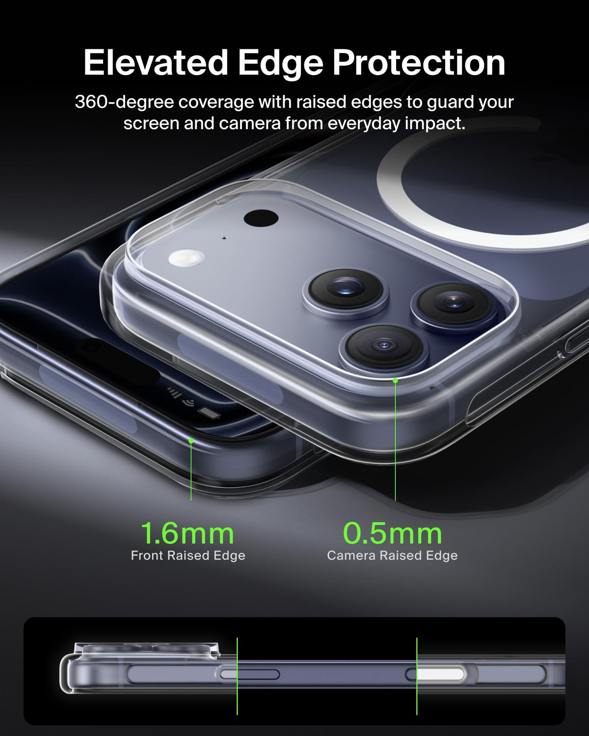 Belkin SheerForce Clear MagSafe Compatible iPhone 17 Pro Max Case with Slim Design & Anti-Scratch Treated Coating - Magnetic, Transparent, & Shockproof Protective iPhone Case - Clear