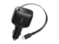 Belkin USB C Car Charger 75W with 30 inches Retractable USB C Cable - iPhone Charger, Compatible with iPhone 17 & 16 Series, Galaxy S25, AirPods, Tablet, MacBook, Chromebook, etc. - Travel Essentials