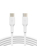Belkin BoostCharge USB-C to USB-C fast charger cable, USB type C charger cable fast charging for iPhone 16, 15, Samsung Galaxy S24, S23, Pixel, iPad, MacBook, Nintendo Switch and more - 2m, White