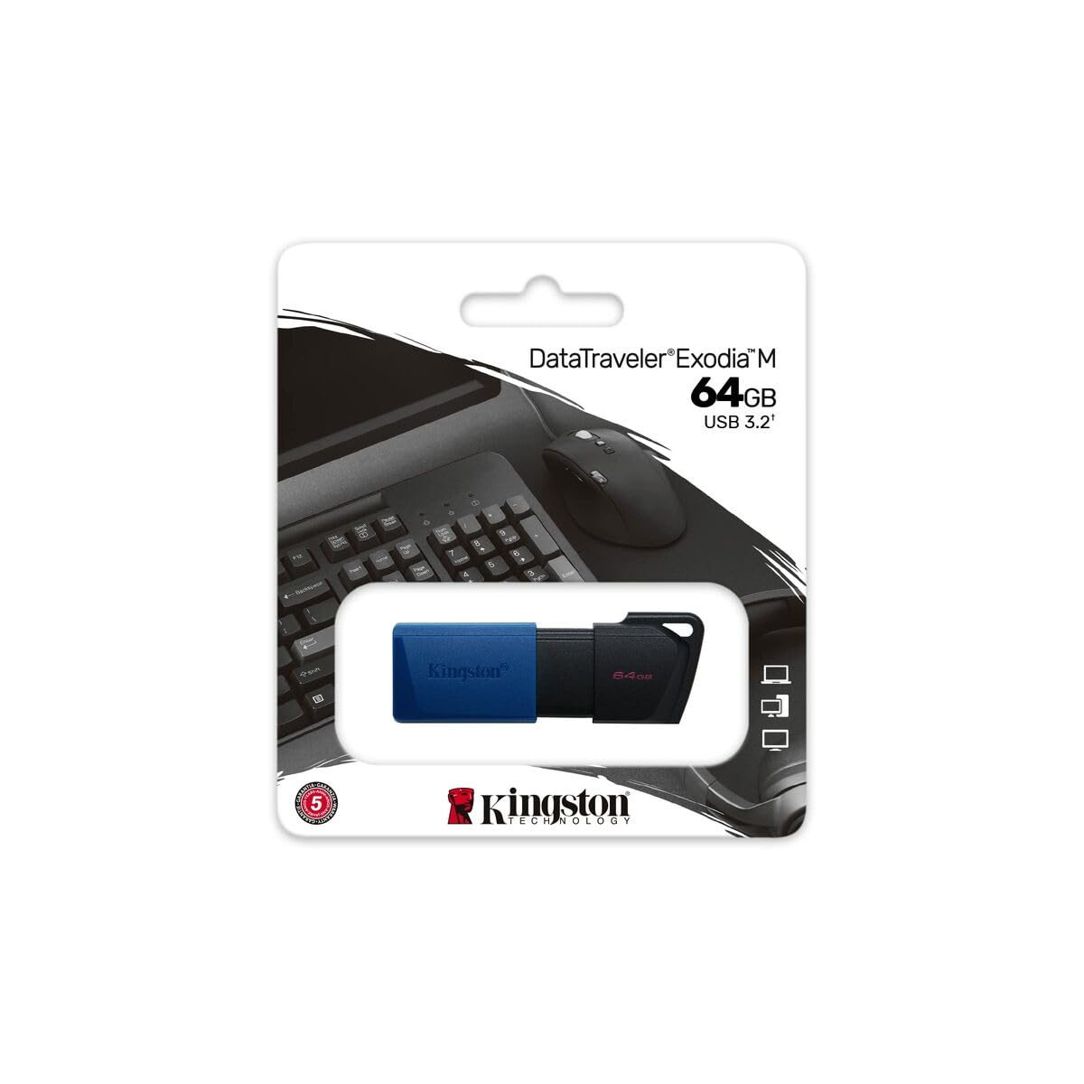 Kingston DataTraveler Exodia M USB 3.2 Gen 1 DTXM/64GB - with Moving Cap (Black + Blue)