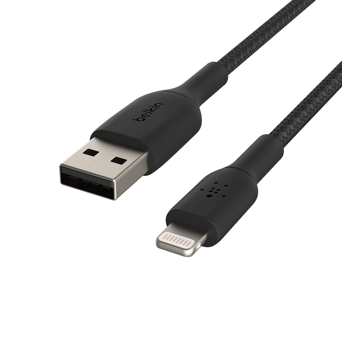 Belkin Braided Lightning Cable (Boost Charge Lightning to USB Cable for iPhone, iPad, AirPods) MFi-Certified iPhone Braided Lightning Charging Cable (0.15 m, Black)