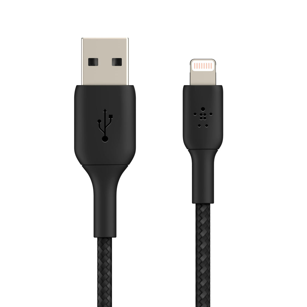 Belkin Braided Lightning Cable (Boost Charge Lightning to USB Cable for iPhone, iPad, AirPods) MFi-Certified iPhone Braided Lightning Charging Cable (0.15 m, Black)