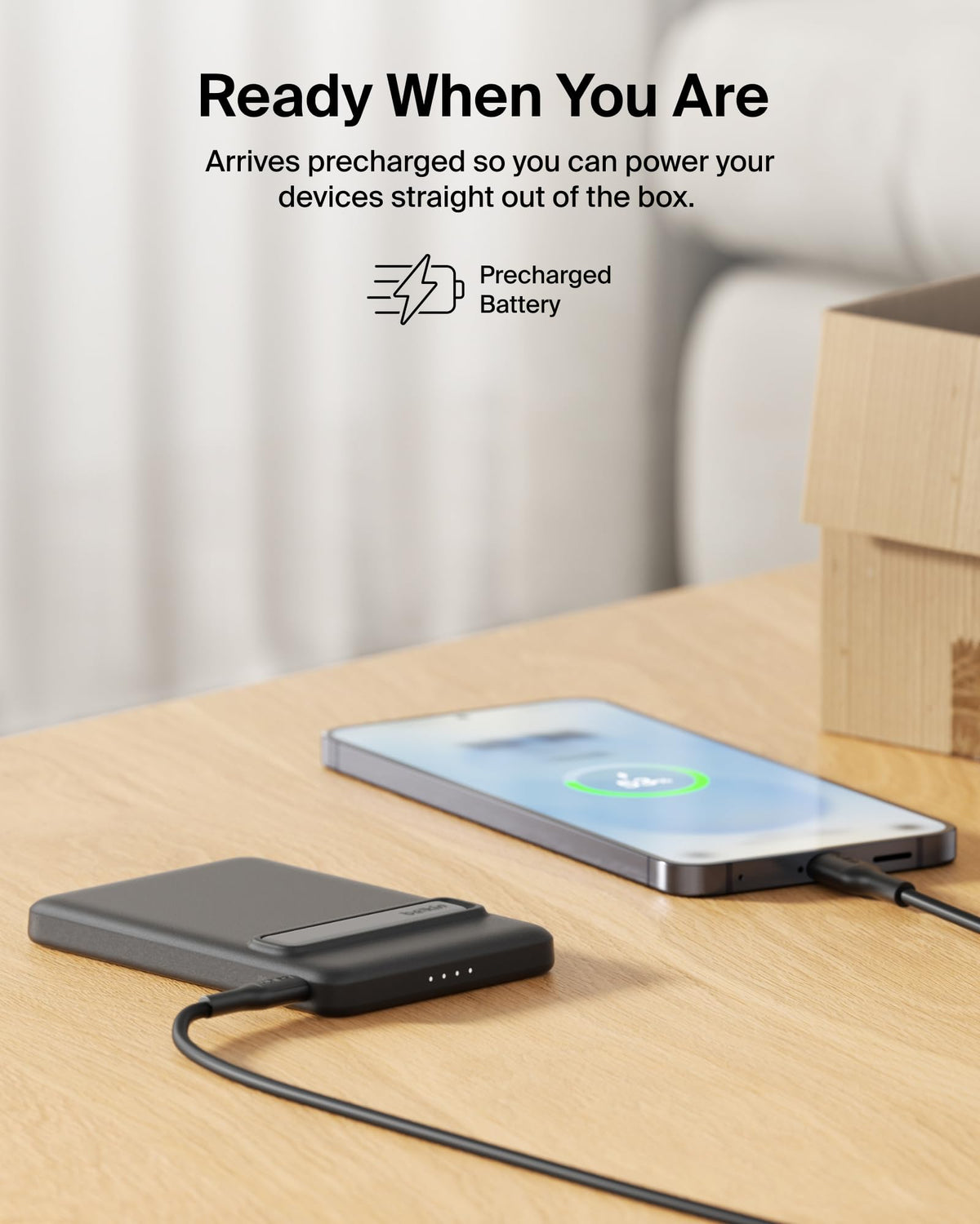 Belkin BoostCharge 5000mAh Slim Magnetic Power Bank with Kickstand - Black