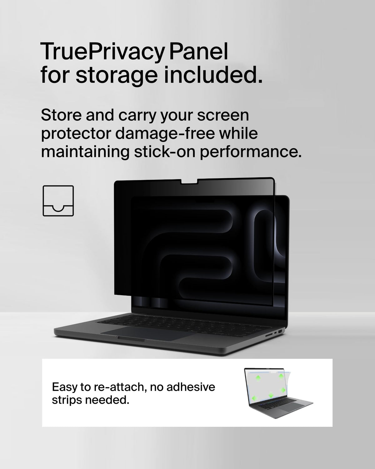 Belkin ScreenForce TruePrivacy Screen Protector for MacBook Pro 16 M1, M2, M3, Anti-Glare Privacy, 2H Hardness, Removable & Reusable, Silicone Attachment, Easy Snap-On & Off Application
