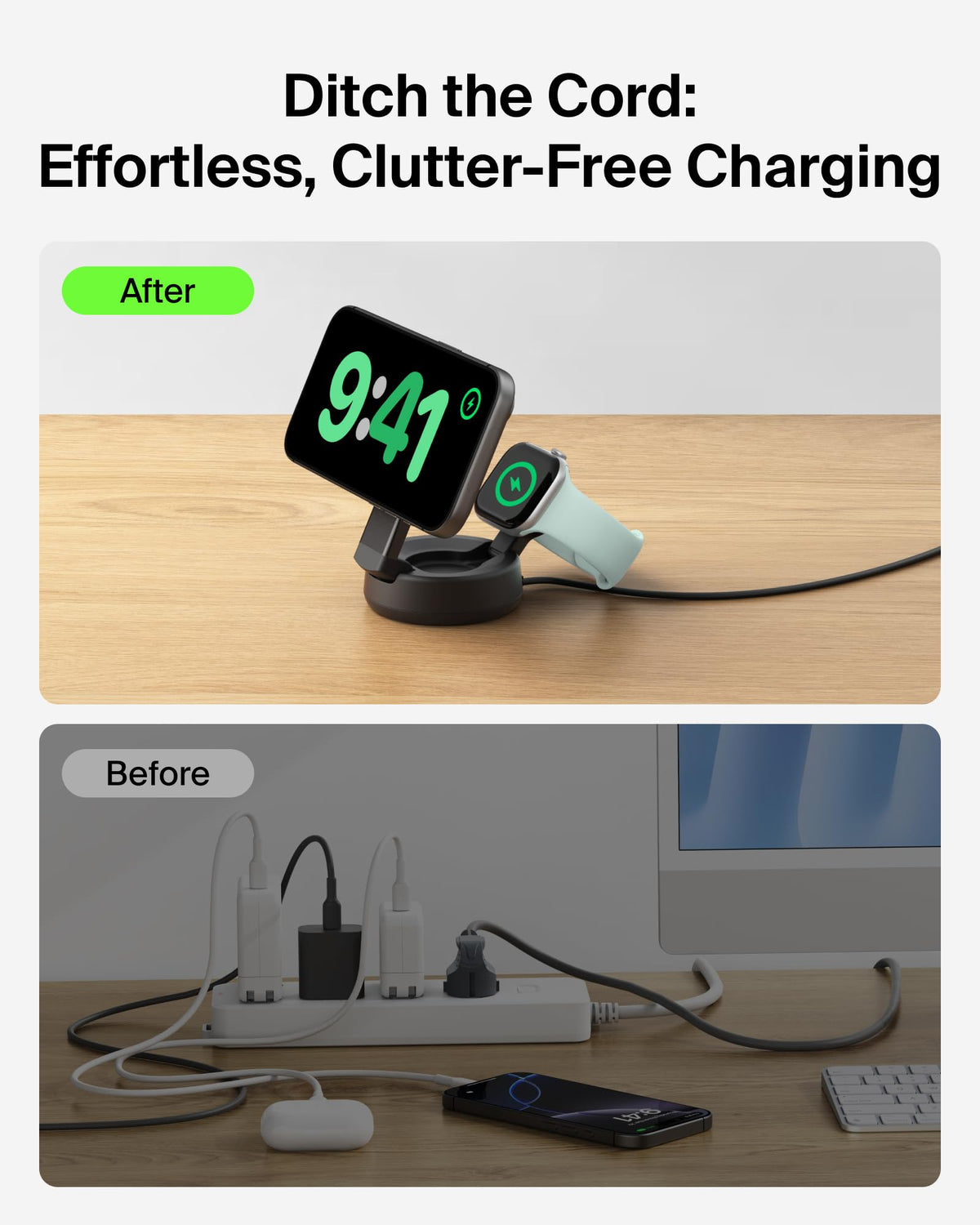 Belkin UltraCharge Pro 2 in 1 Qi2 Wireless Charging Station, 25W - Black