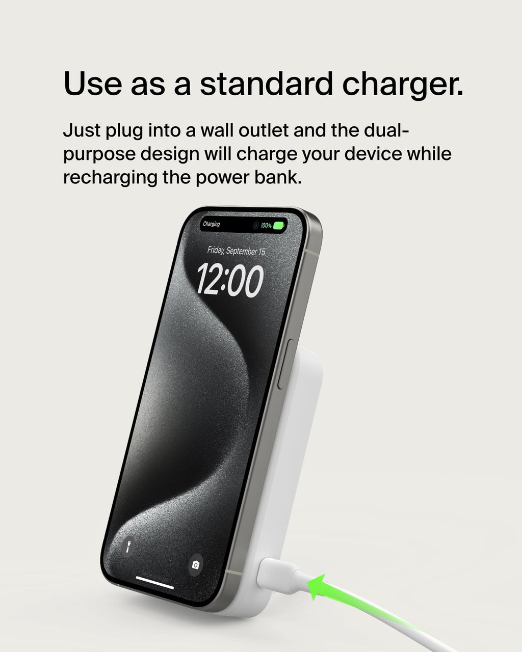 Belkin BoostCharge Pro Wireless Power Bank 10000mAh with Qi2, MagSafe Compatible Portable Charger + Built-in Pop-up Kickstand, For iPhone 17, iPhone Air, 16, 15, 14, Pixelsnap and More - White