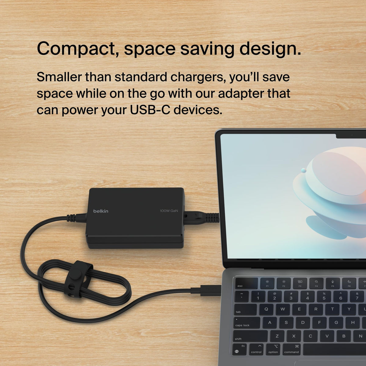 Belkin Connect 100W USB-C Core GaN Power Adapter, Fast-Charging Adapter w/Universal USB-C Compatibility, 100W Power Delivery, 8ft Power Cable for Gaming, MacBook Pro, PC Laptops, and Chromebook