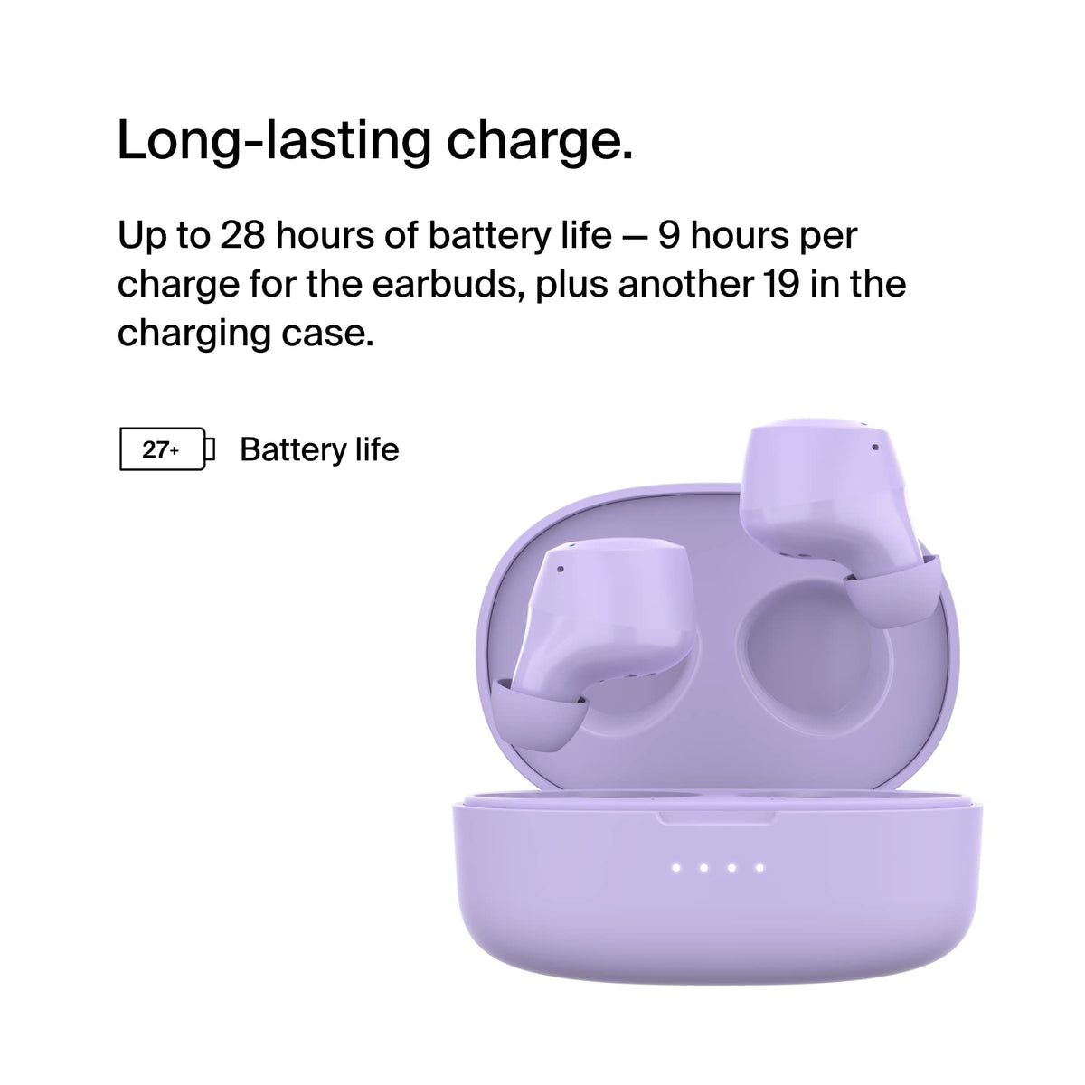 Belkin SoundForm Bolt True Wireless Earbuds, Wireless earphones with up to 28H of battery life and Mono Mode, IPX4 sweat and water resistance, Bluetooth headphones with mic for iPhone, Galaxy and more