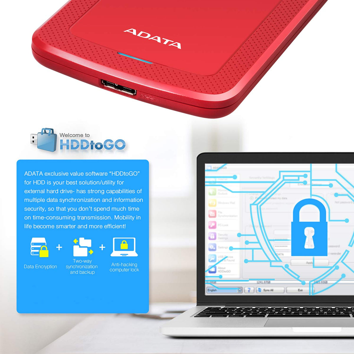 ADATA HV300 1TB COLORBOX - AHV300-1TU31-CRD