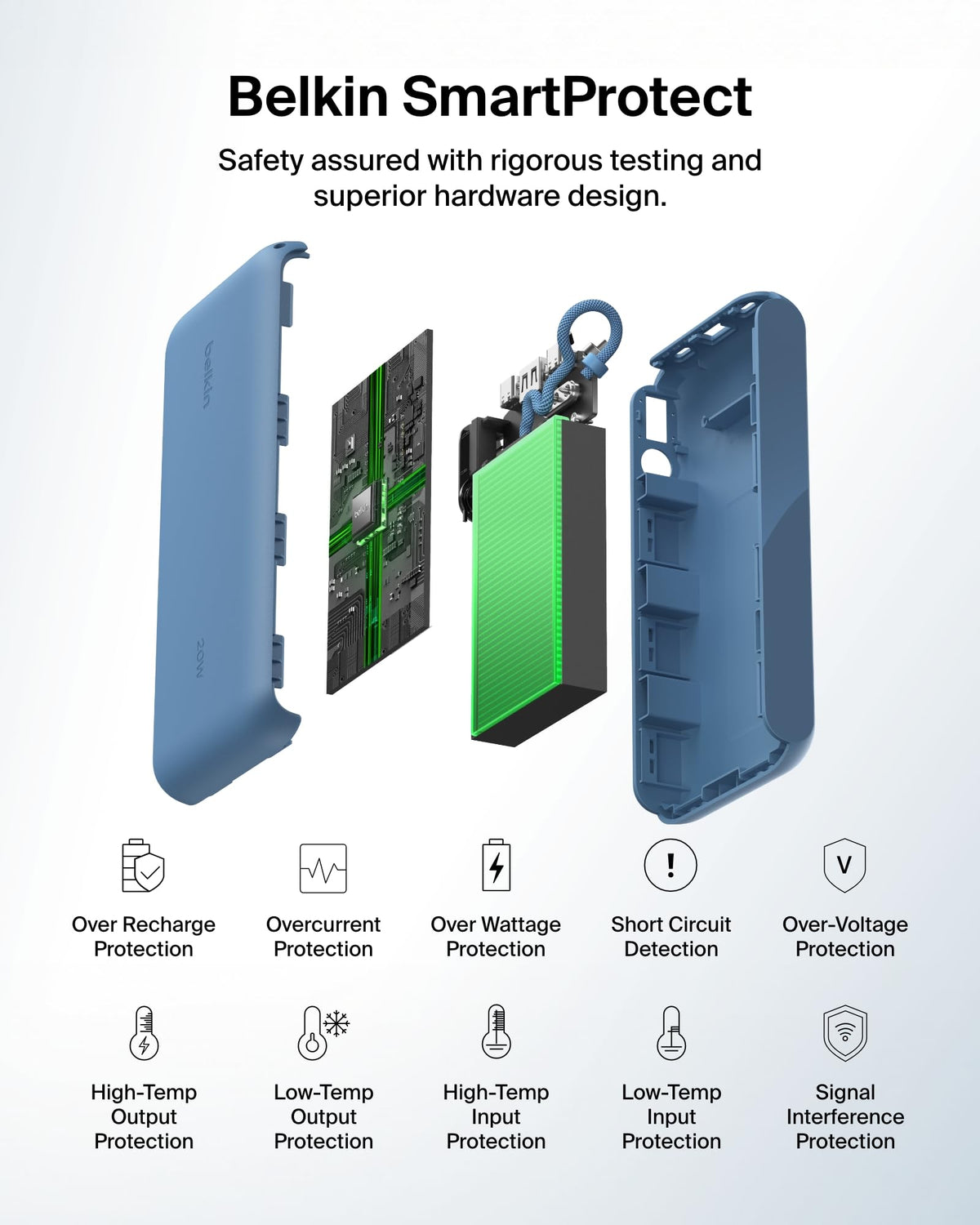 Belkin BoostCharge 20000mAh Power Bank with Digital Battery Display - Blue