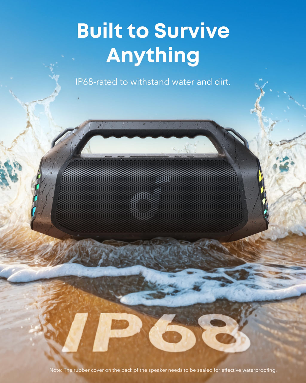 soundcore Boom 2 Pro Outdoor Speaker, 140W 2+2 Channels, BassUp 2.0, 20H Fast Charge, IP68 Dust and Waterproof, RGB Lights, USB-C, Power Bank, BT 5.3, Portable Bluetooth Speaker